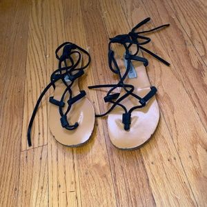 Steve Madden Size 6 BLACK FAUX SUEDE Flat Lace Up